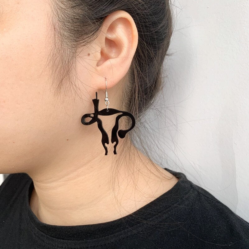 Uterus Middle Finger Earrings