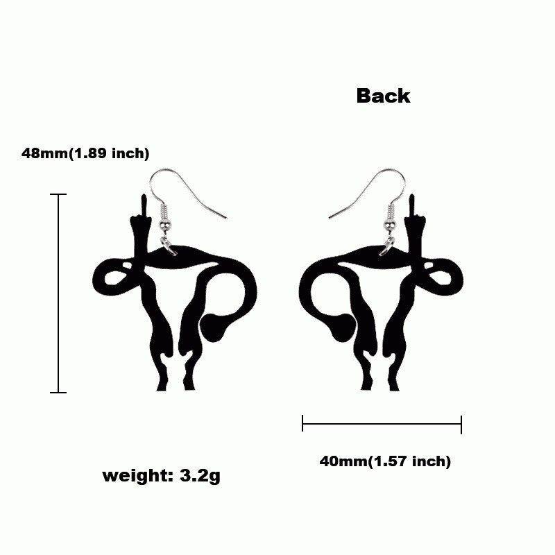 Uterus Middle Finger Earrings