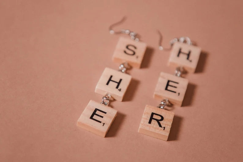 Scrabble Pronoun Earrings