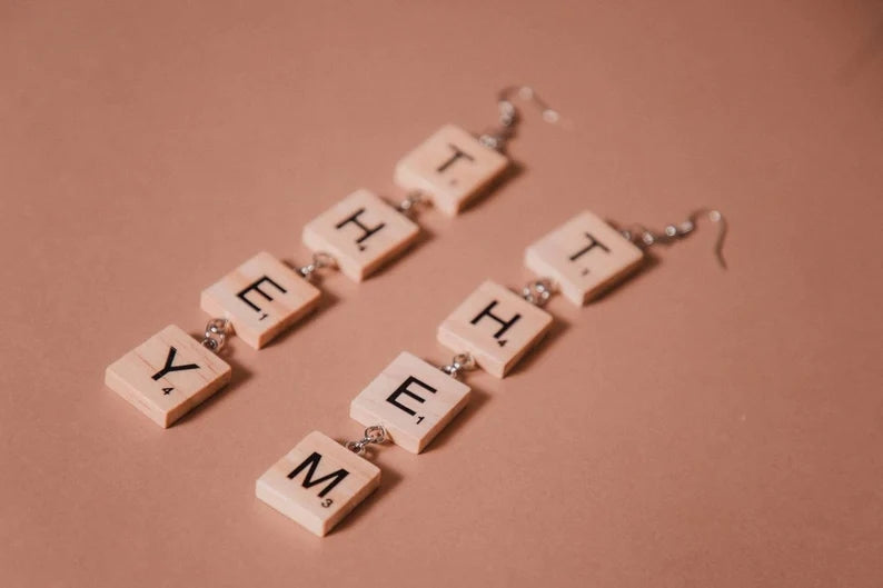 Scrabble Pronoun Earrings